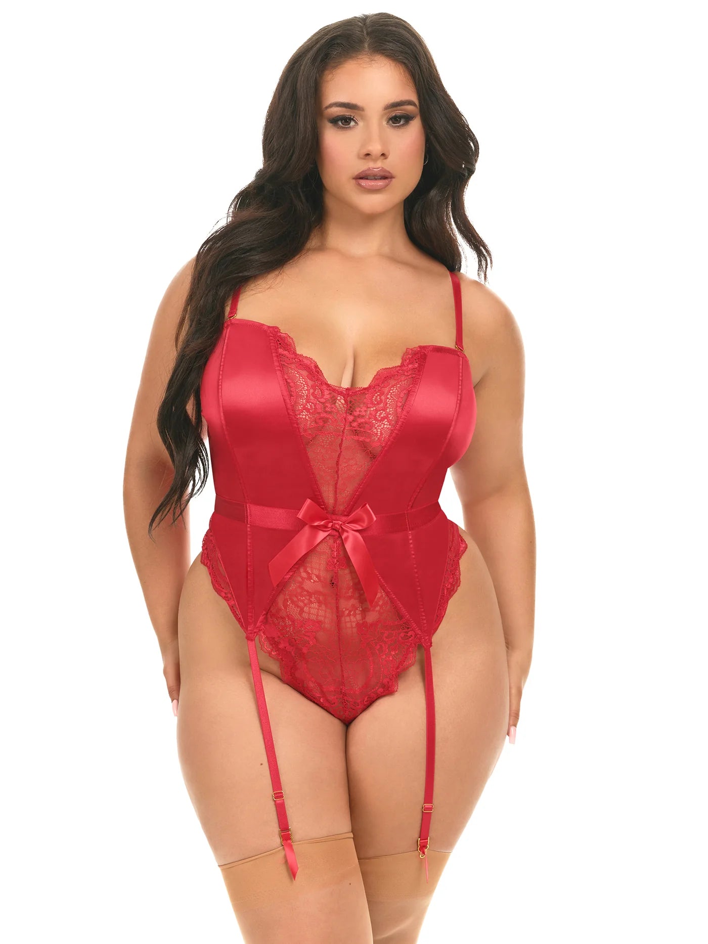 Curvy Rumi Satin & Lace Teddy by Ooh La La Cheri (Paris)