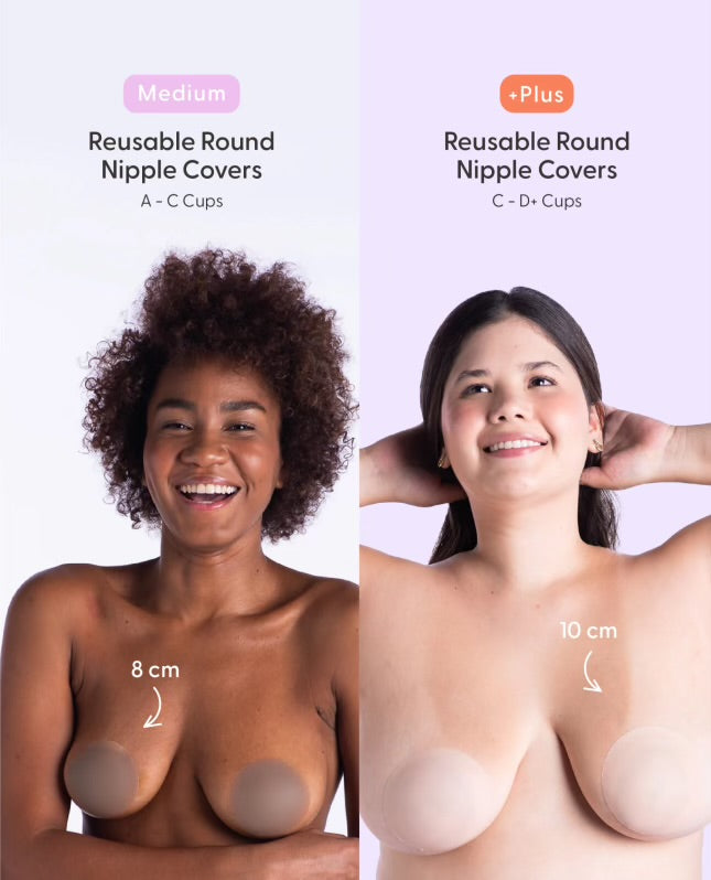 Bare It All Nipple Covers M - Reusable Round Silicone Nipple Covers Medium (Cups A & B)