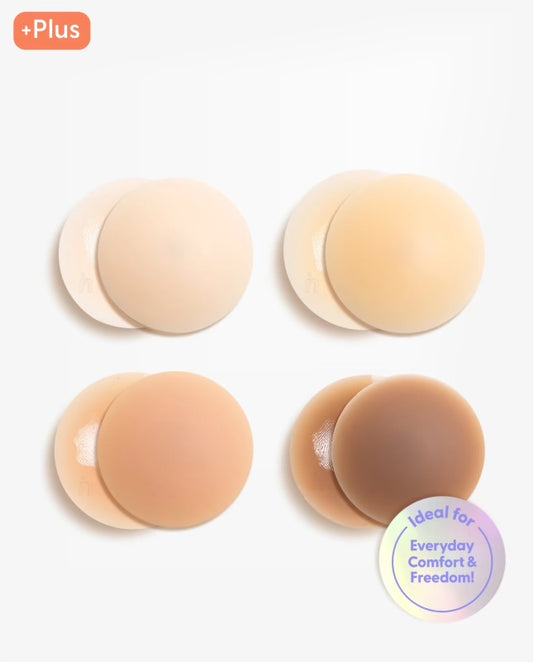 Bare It All Nipple Covers PLUS - Reusable Round Silicone Nipple Covers PLUS Size (Cups C & D)