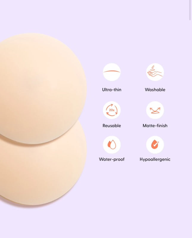 Bare It All Nipple Covers PLUS - Reusable Round Silicone Nipple Covers PLUS Size (Cups C & D)