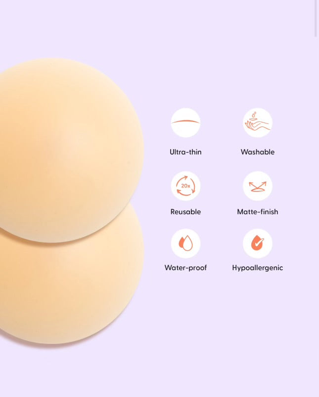 Bare It All Nipple Covers PLUS - Reusable Round Silicone Nipple Covers PLUS Size (Cups C & D)