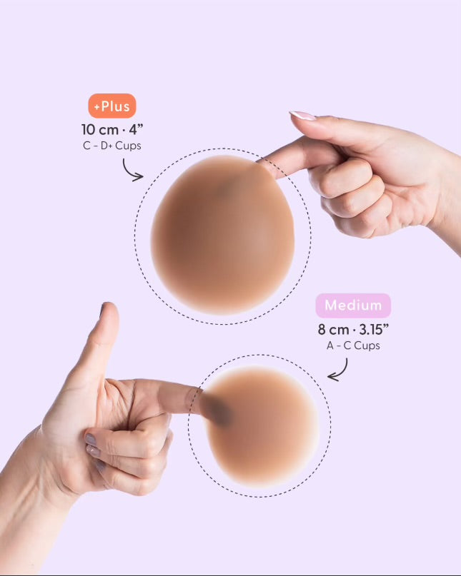 Bare It All Nipple Covers PLUS - Reusable Round Silicone Nipple Covers PLUS Size (Cups C & D)